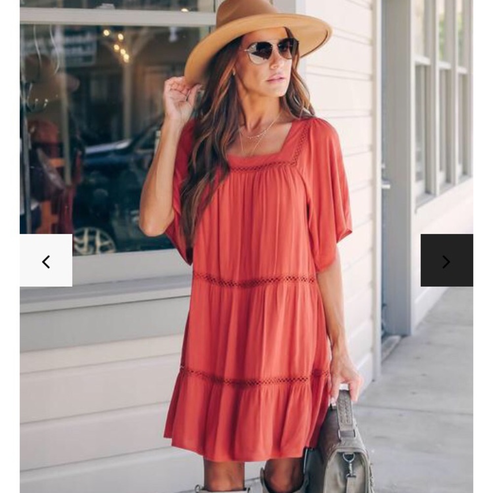 Chopra Crochet Tiered Dress - Ginger